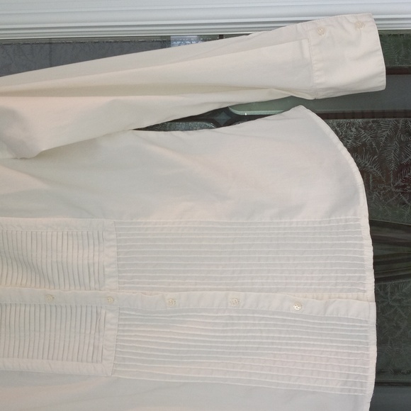 Zara Basic Indonesia SizeS White Long Sleeve Button Blouse Contoured Waist+ Hips - Picture 5 of 7